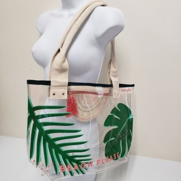 Benefit Handbags - Benefit Beach Please Tote Bag Clear Canvas Handles